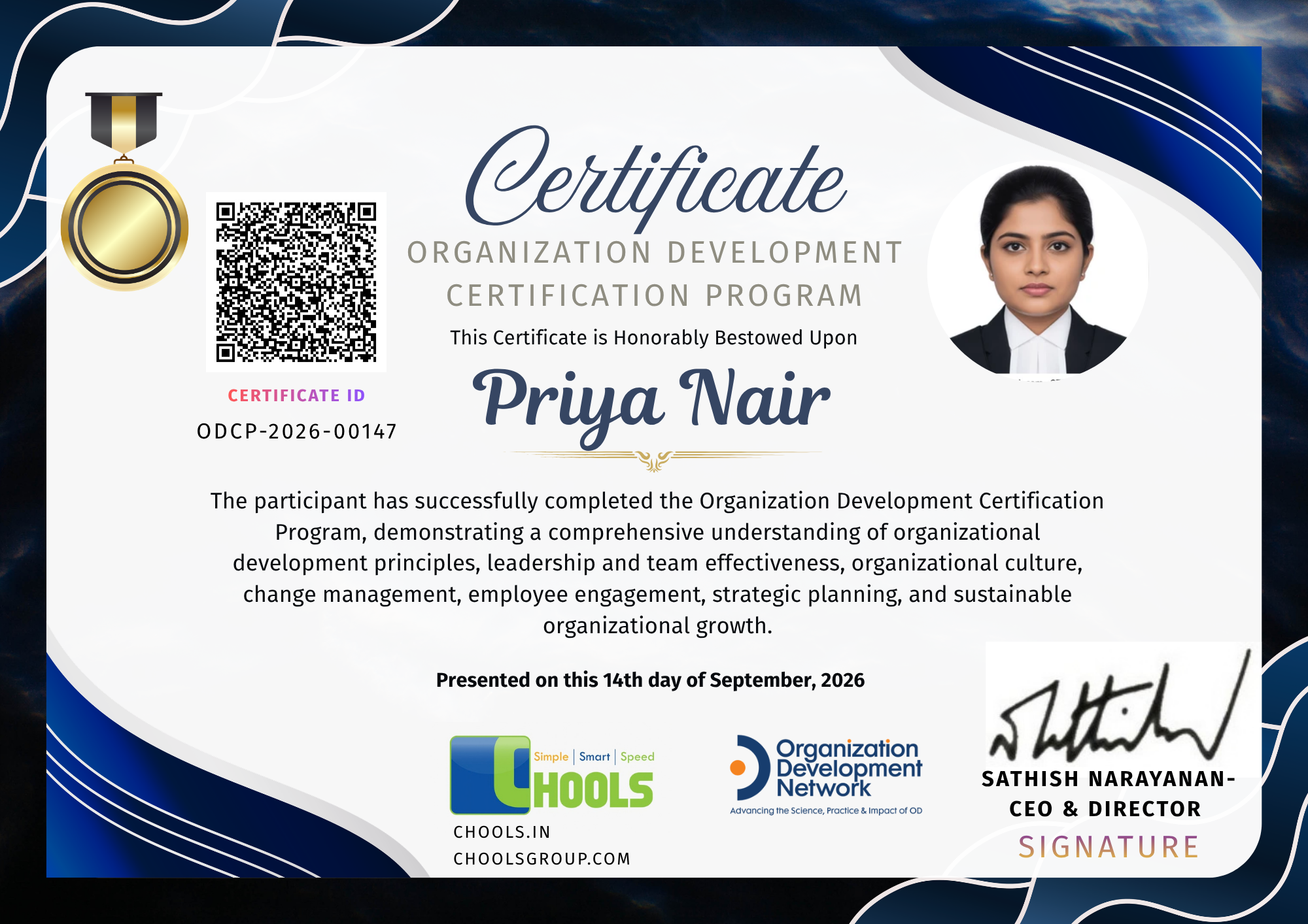 Organization Development Certification program Certificate